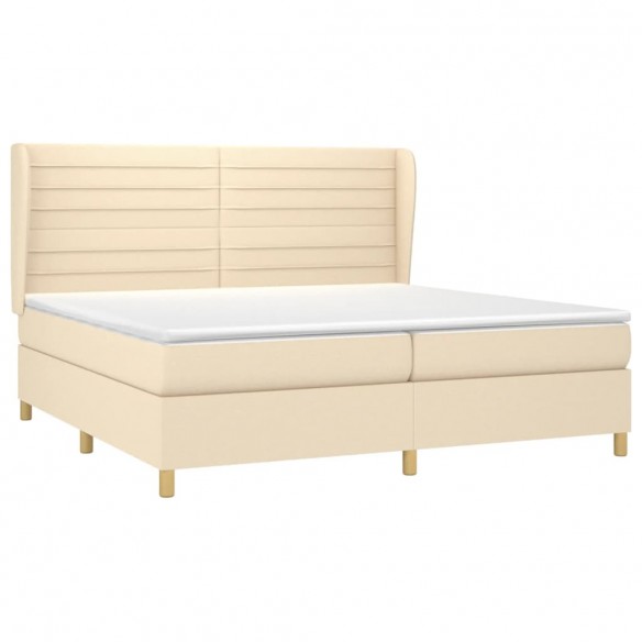 Cadre de lit avec matelas Crème 200x200 cm Tissu