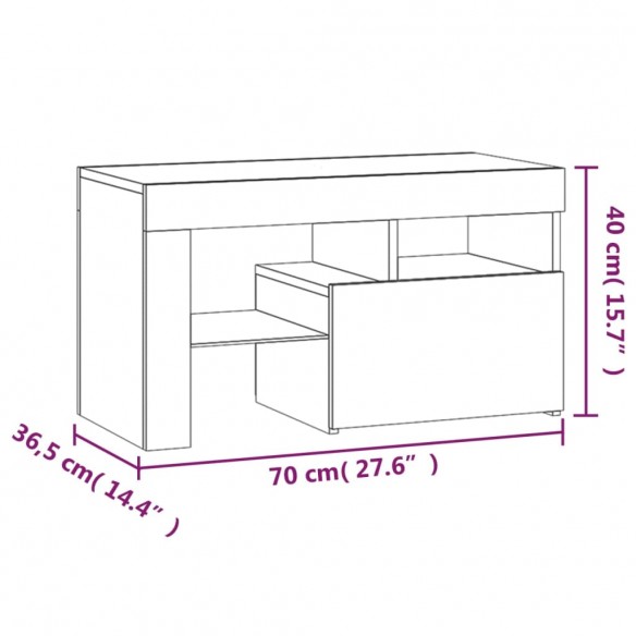 Tables de chevet 2 pcs et lumières LED Gris béton 70x36,5x40 cm