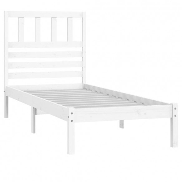 Cadre de lit blanc 90x190 cm simple bois massif de pin