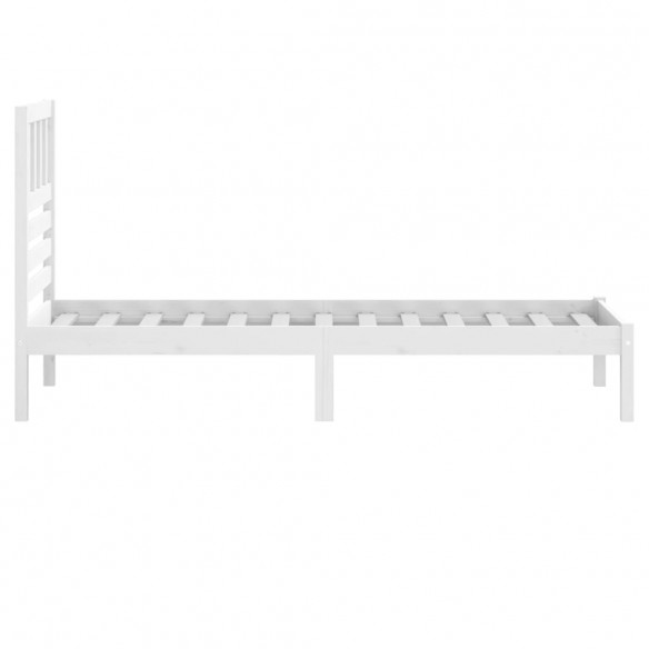 Cadre de lit blanc 90x190 cm simple bois massif de pin