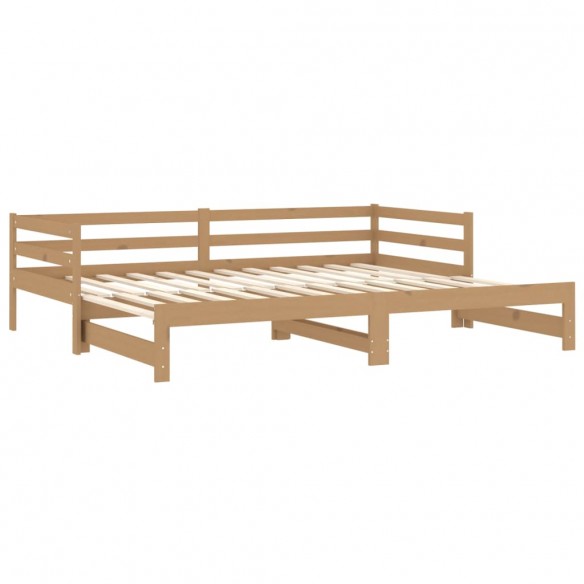 Lit coulissant 2x(90x200) cm Marron miel Bois de pin massif