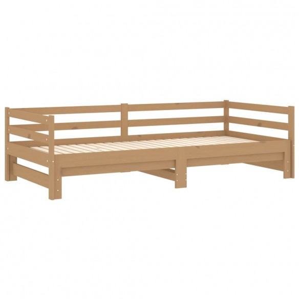 Lit coulissant 2x(90x200) cm Marron miel Bois de pin massif