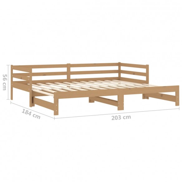 Lit coulissant 2x(90x200) cm Marron miel Bois de pin massif