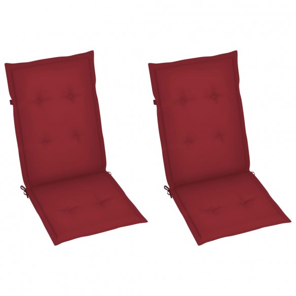 Chaises inclinables de jardin 2 pcs avec coussins Bois d'acacia