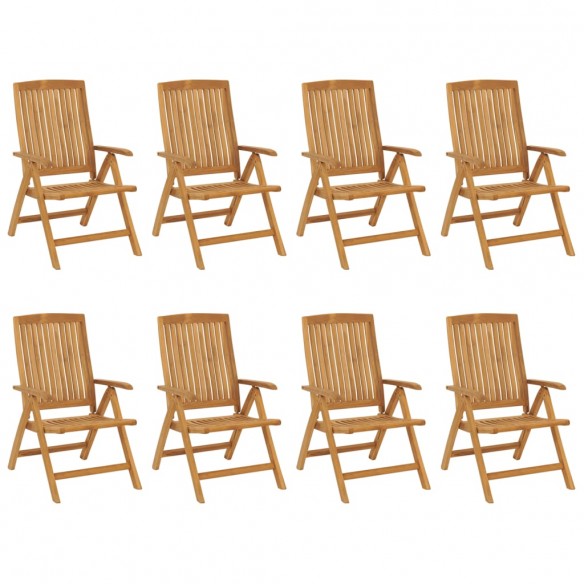 Chaises de jardin inclinables et coussins lot de 8 teck solide