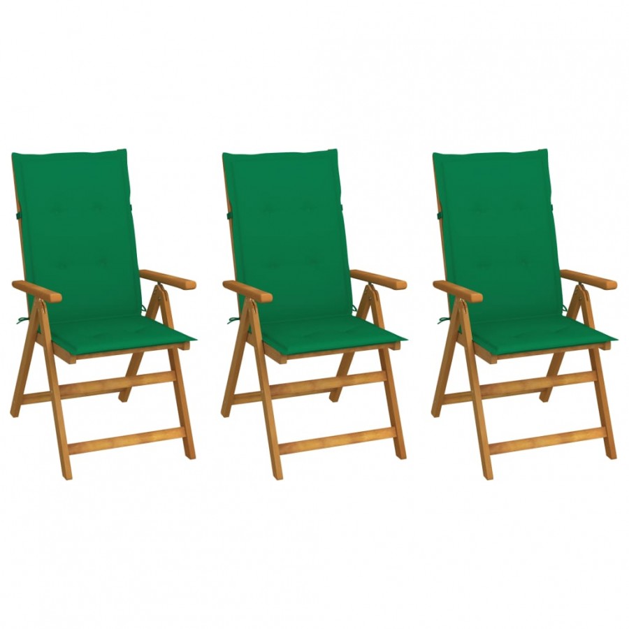 Chaises pliables de jardin 3 pcs avec...