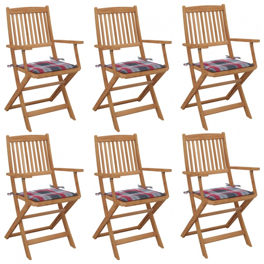 Chaises pliables de jardin 6 pcs avec...