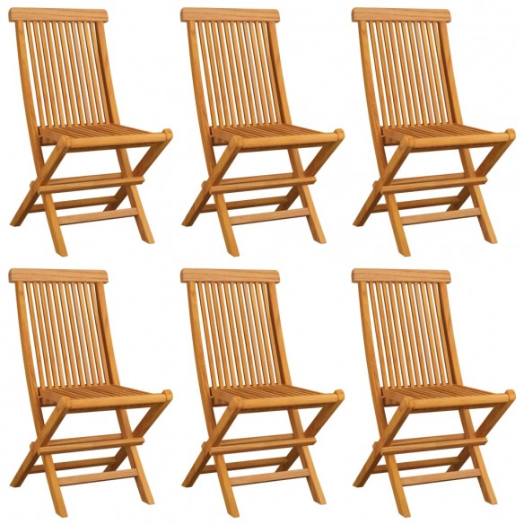 Chaises de jardin avec coussins taupe 6 pcs Bois de teck massif