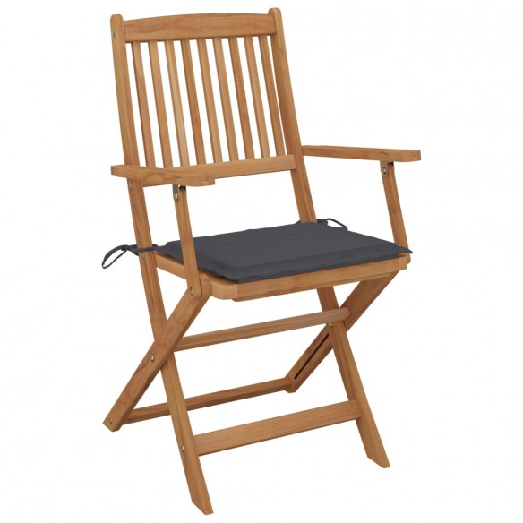 Chaises pliables de jardin 4 pcs avec coussins Bois d'acacia