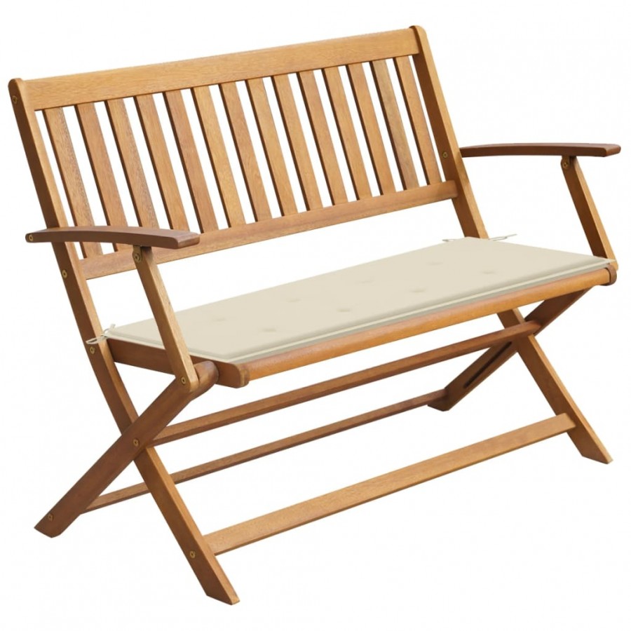 Banc de jardin avec coussin 120 cm Bois d'acacia massif