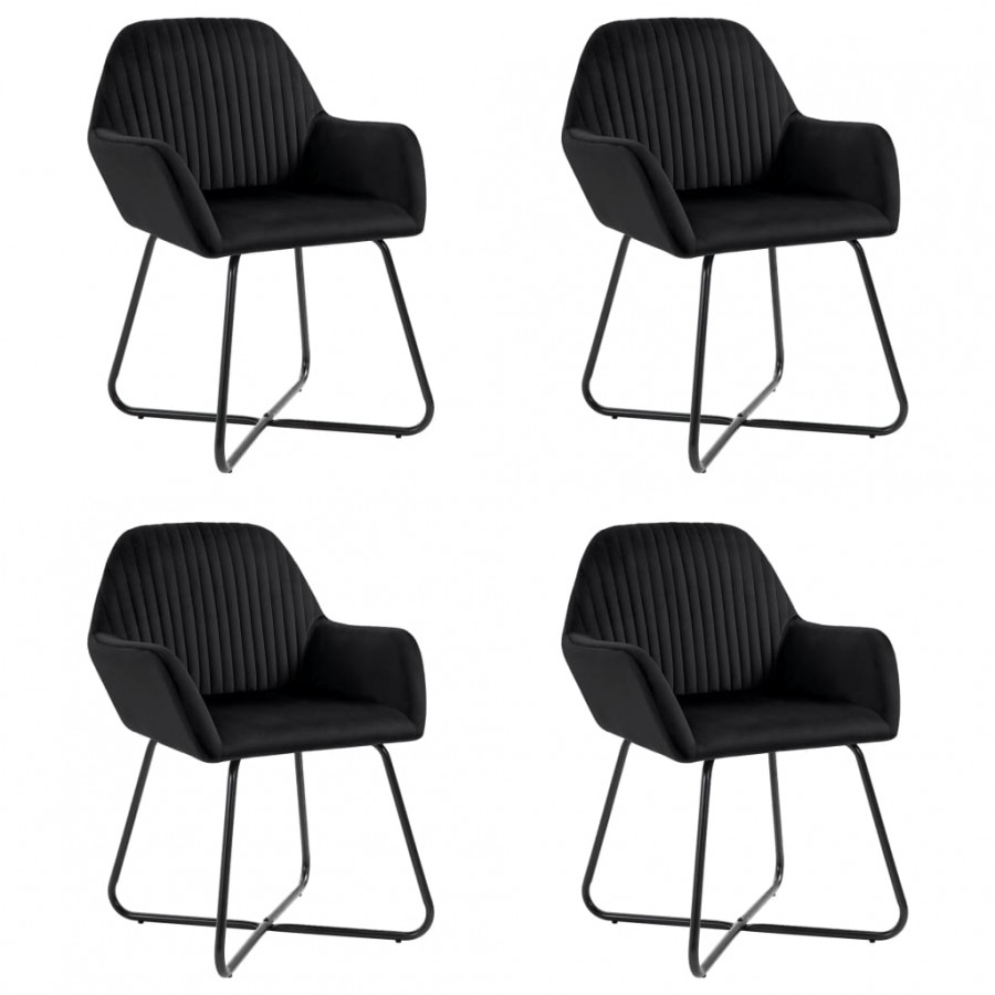 Chaises à manger lot de 4 Noir Velours