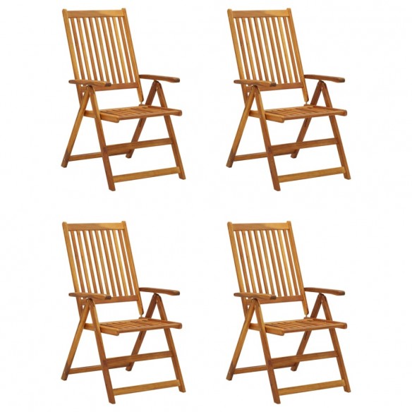 Chaises inclinables de jardin 4 pcs avec coussins Bois d'acacia