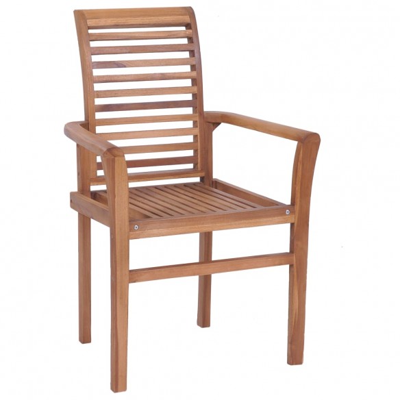 Chaises à dîner 8 pcs avec coussins vert Bois de teck solide