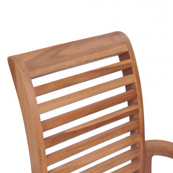 Chaises à dîner 8 pcs avec coussins vert Bois de teck solide