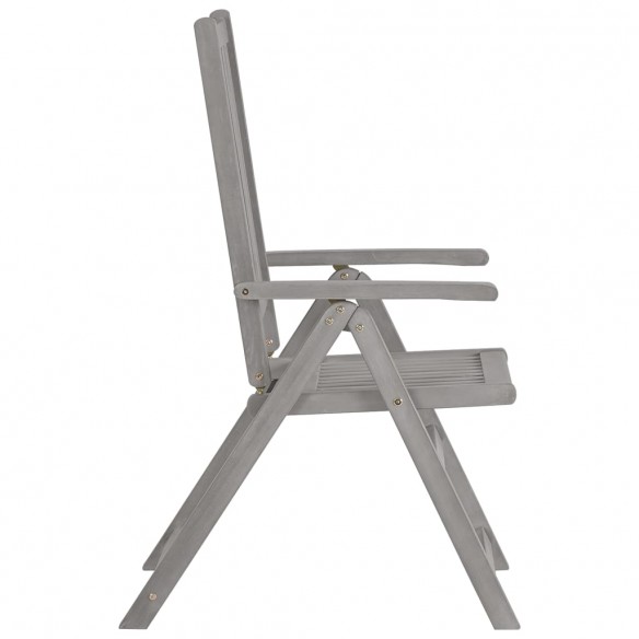 Chaises inclinables de jardin 4 pcs Gris Bois solide d'acacia