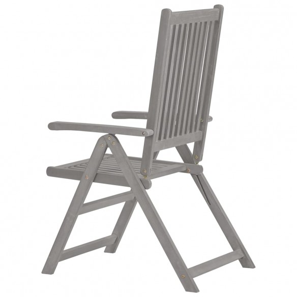 Chaises inclinables de jardin 4 pcs Gris Bois solide d'acacia