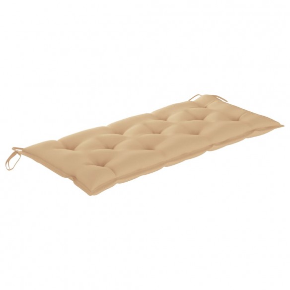 Banc Batavia avec coussin beige 120 cm Bois de teck massif