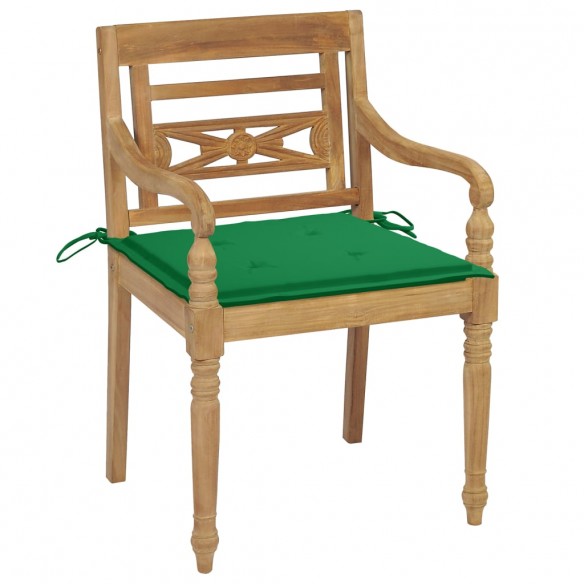 Chaises Batavia avec coussins 8 pcs Bois de teck solide