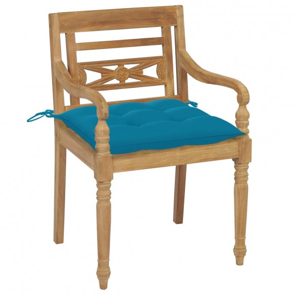 Chaises Batavia avec coussins 4 pcs Bois de teck solide