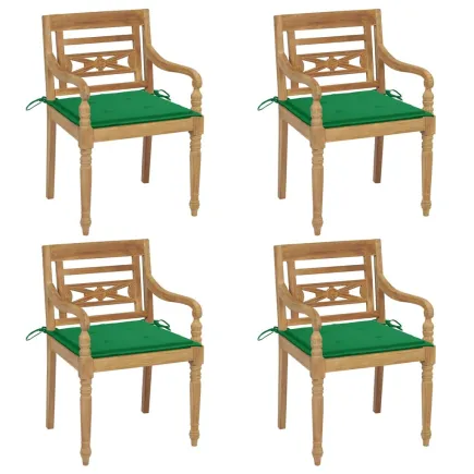 Chaises Batavia avec coussins 4 pcs Bois de teck solide