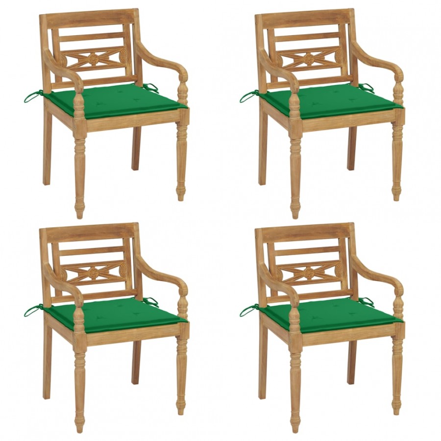 Chaises Batavia avec coussins 4 pcs Bois de teck solide