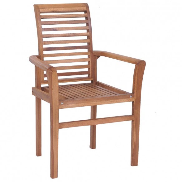 Chaises à dîner 6 pcs avec coussins noir Bois de teck solide