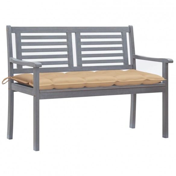 Banc de jardin 2 places avec coussin 120 cm Gris Eucalyptus