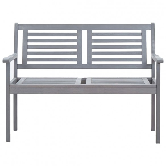 Banc de jardin 2 places avec coussin 120 cm Gris Eucalyptus