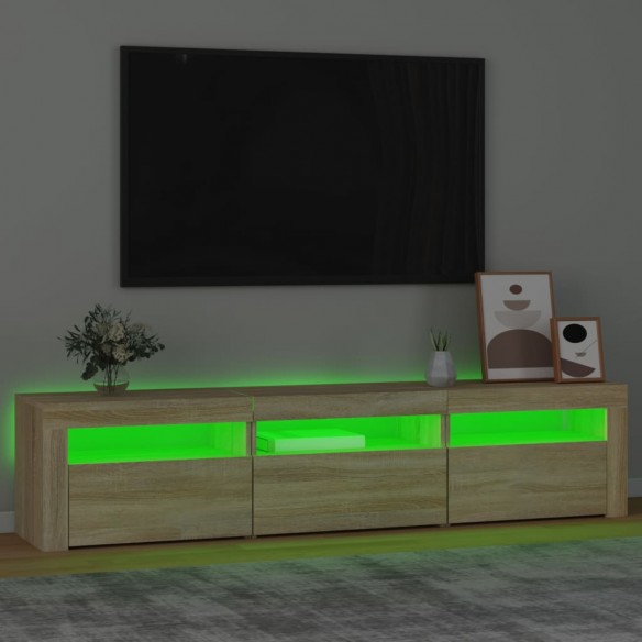 Meuble TV avec lumières LED Chêne sonoma 180x35x40 cm