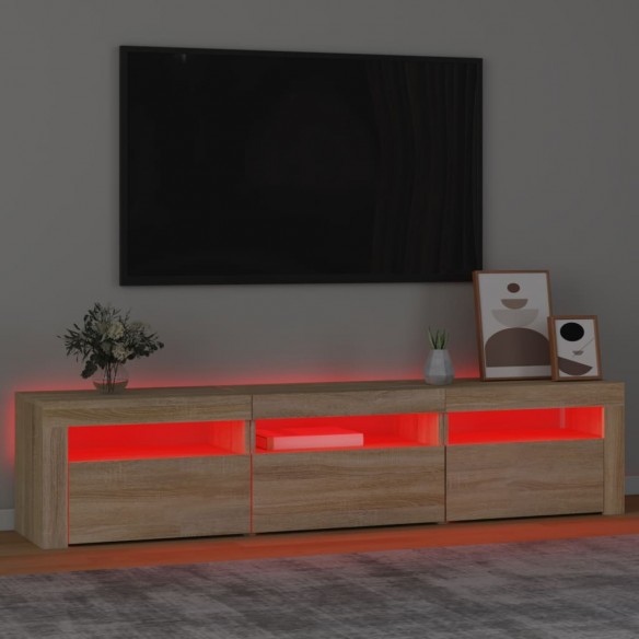 Meuble TV avec lumières LED Chêne sonoma 180x35x40 cm