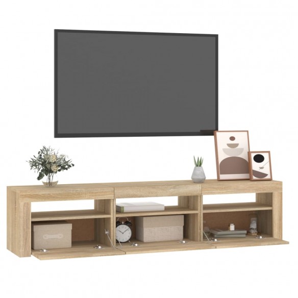 Meuble TV avec lumières LED Chêne sonoma 180x35x40 cm