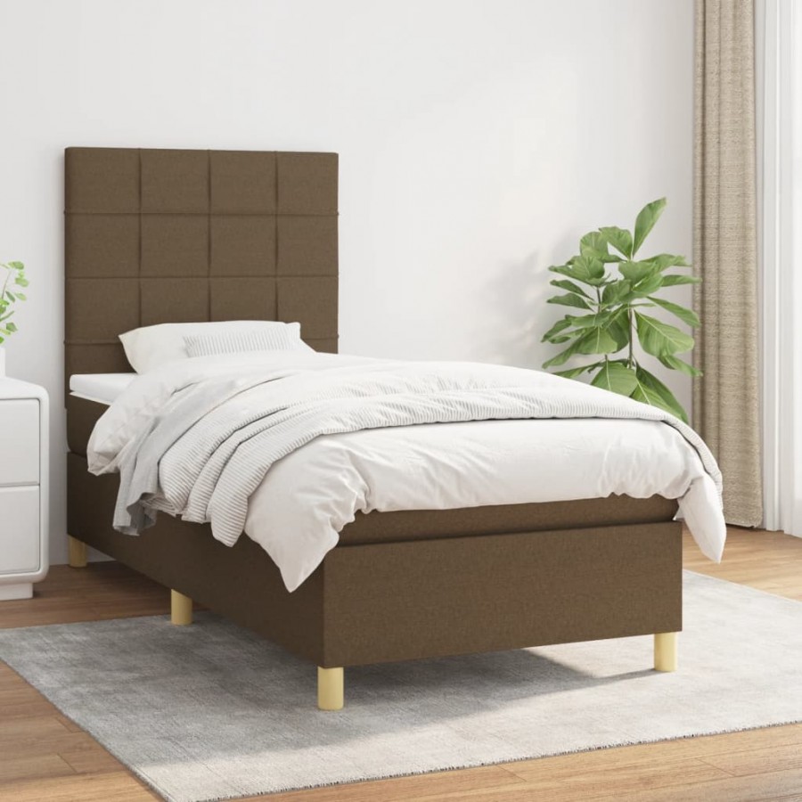 Cadre de lit avec matelas Marron foncé 90x190 cm