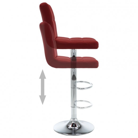 Tabourets de bar lot de 2 rouge bordeaux similicuir