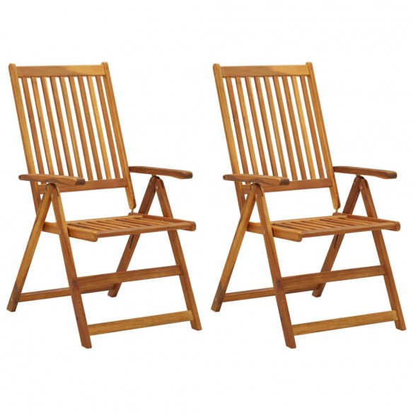 Chaises inclinables de jardin 2 pcs avec coussins Bois d'acacia