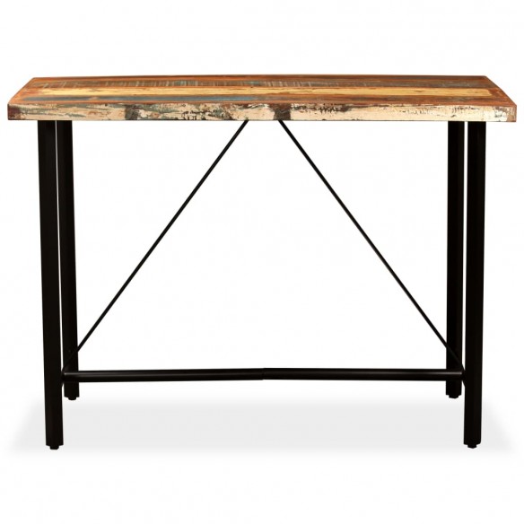 Ensemble de bar 7 pcs Bois massif recyclé et cuir véritable