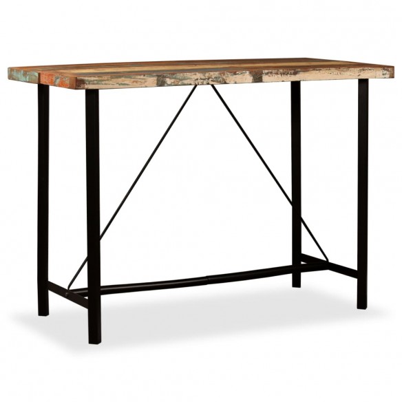 Ensemble de bar 7 pcs Bois massif recyclé et cuir véritable