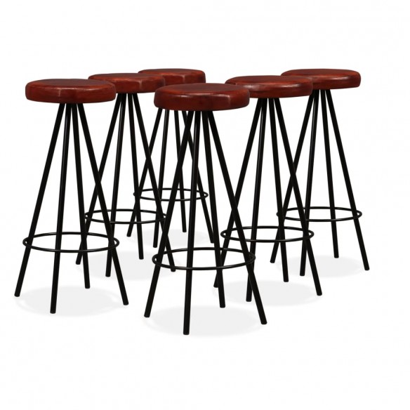 Ensemble de bar 7 pcs Bois massif recyclé et cuir véritable