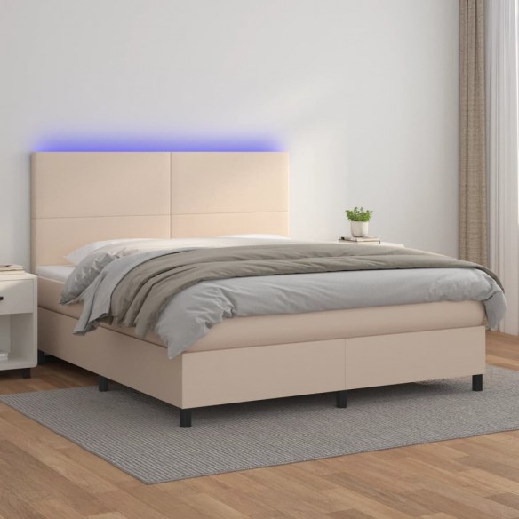 Cadre de lit avec matelas LED Cappuccino 180x200 cm