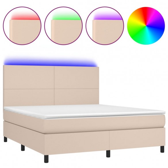 Cadre de lit avec matelas LED Cappuccino 180x200 cm