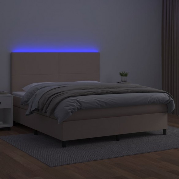 Cadre de lit avec matelas LED Cappuccino 180x200 cm