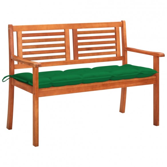 Banc de jardin 2 places avec coussin 120 cm Bois d'eucalyptus