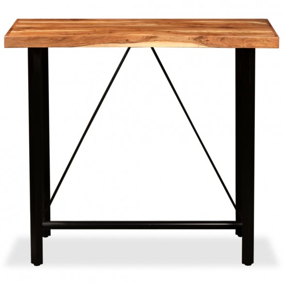 Ensemble de bar 5 pcs Bois d'acacia massif et cuir véritable