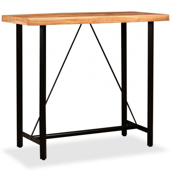 Ensemble de bar 5 pcs Bois d'acacia massif et cuir véritable