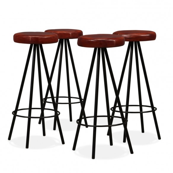 Ensemble de bar 5 pcs Bois d'acacia massif et cuir véritable