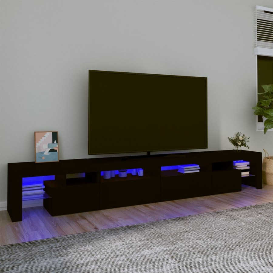 Meuble TV avec lumières LED Noir...