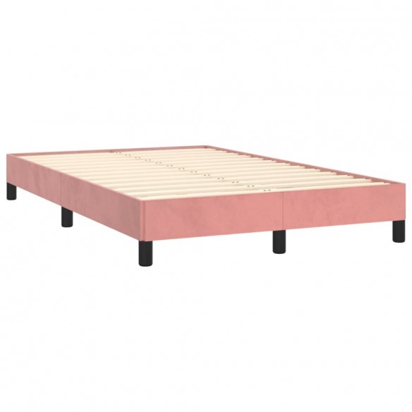 Cadre de lit et matelas LED rose 120x190 cm velours