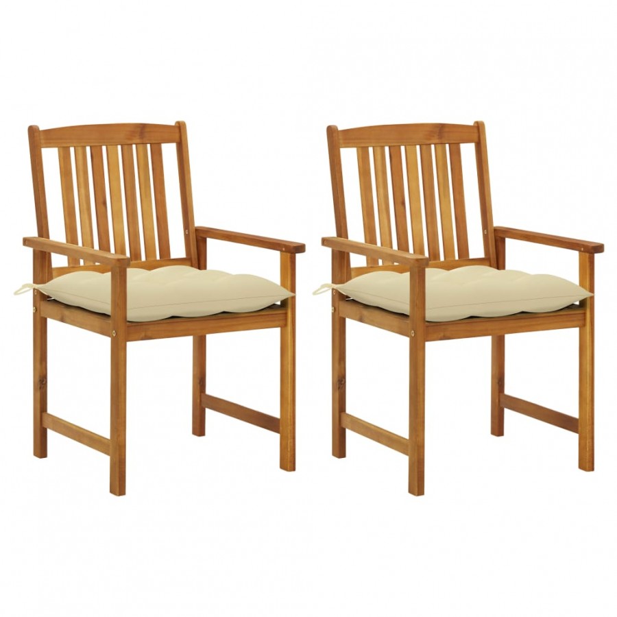 Chaises de jardin avec coussins 2 pcs Bois d'acacia massif