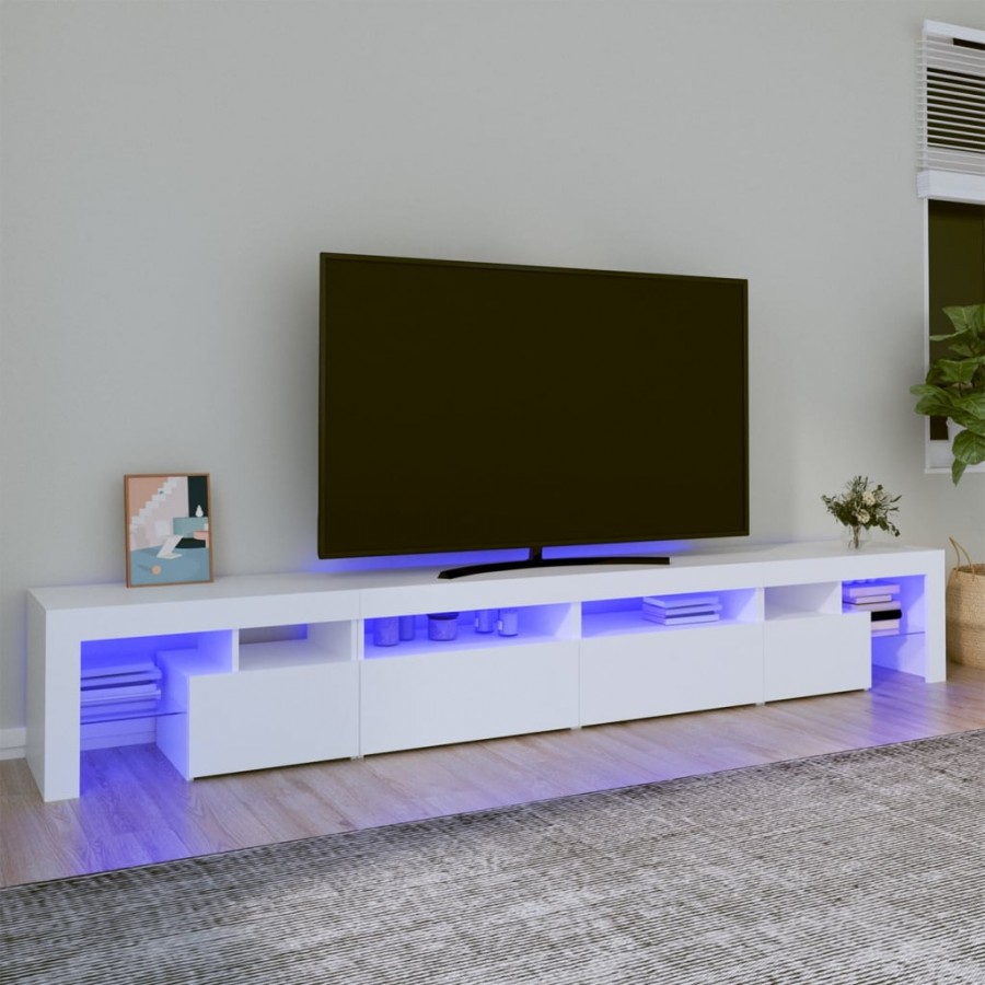 Meuble TV avec lumières LED Blanc...