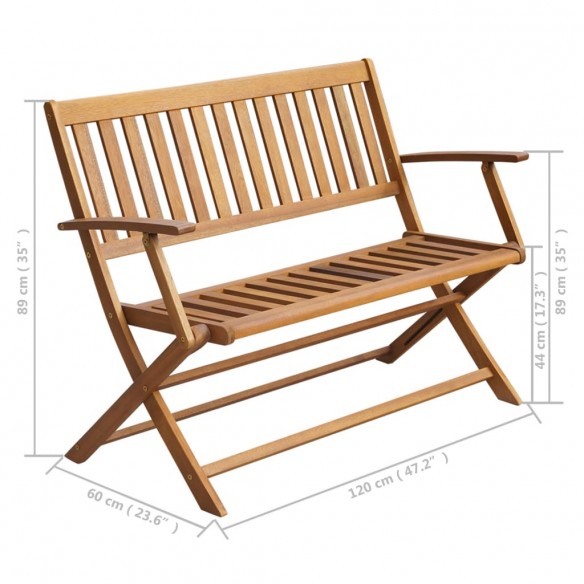 Banc de jardin avec coussin 120 cm Bois d'acacia massif