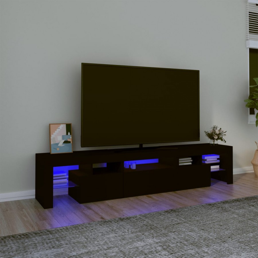 Meuble TV avec lumières LED Noir...